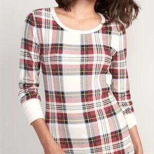 Old Navy Women's Waffle Knit White Plaid Pyjama Top Size S